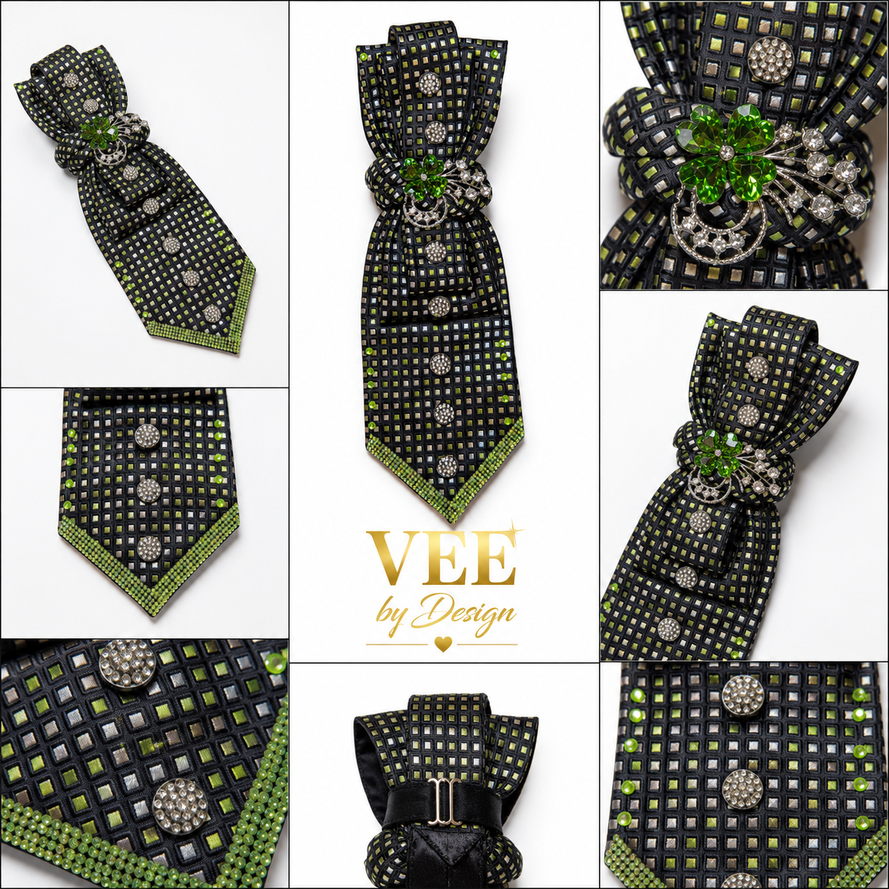 Emerald Luxe Statement Tie Necklace | Handmade Wearable Art — view 2