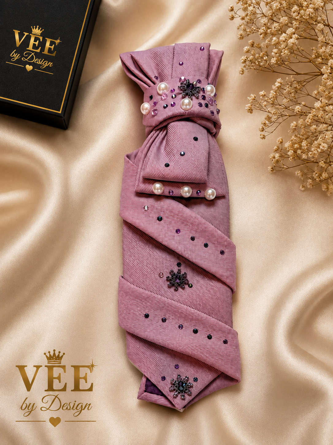 Blush Pearl Statement Tie Necklace | Handmade Pink Wearable Art — view 2