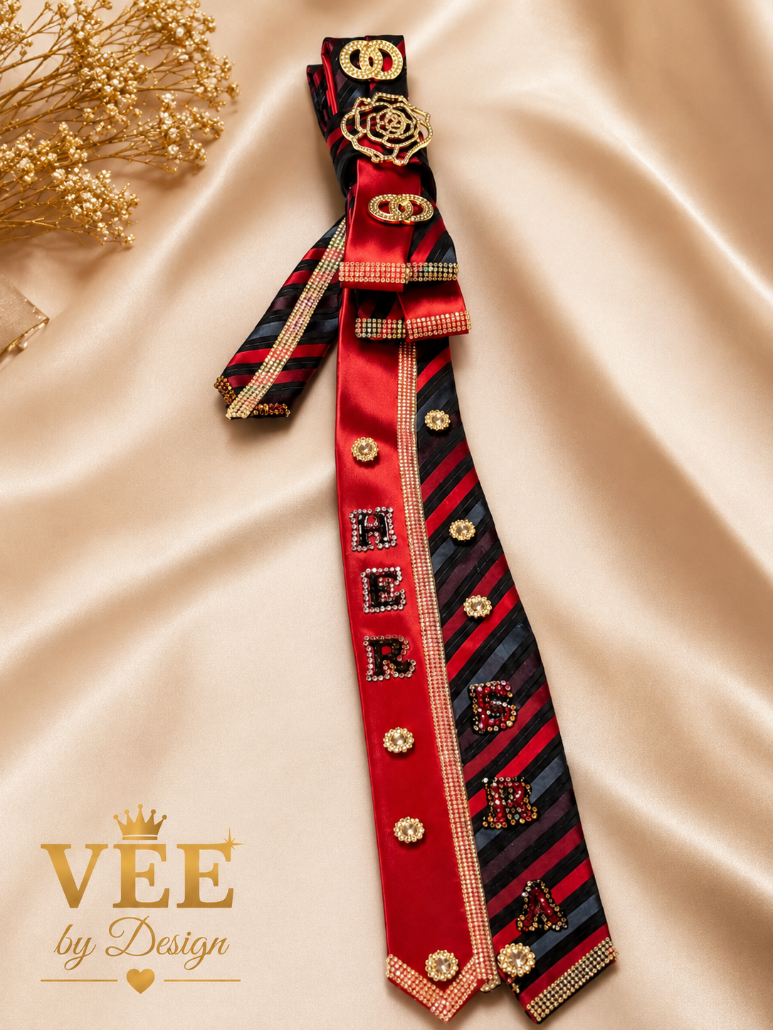 Luxury Crimson & Black Statement Tie Necklace | HER Statement Collection