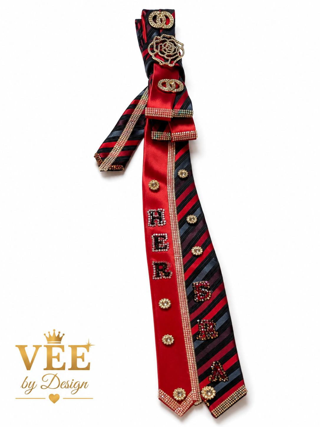 Luxury Crimson & Black Statement Tie Necklace | HER Statement Collection — view 2
