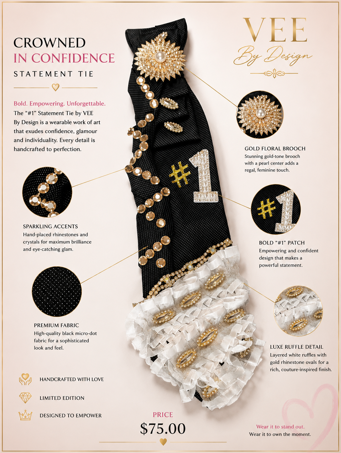 Crowned in Confidence #1 Statement Tie Necklace — view 2